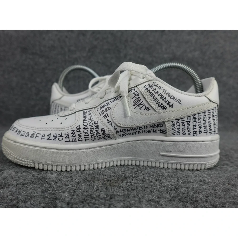 Nike Air Force 1 Low Custom Leah Kirsch White Graffiti Script AF1 4.5Y 6 Women‎